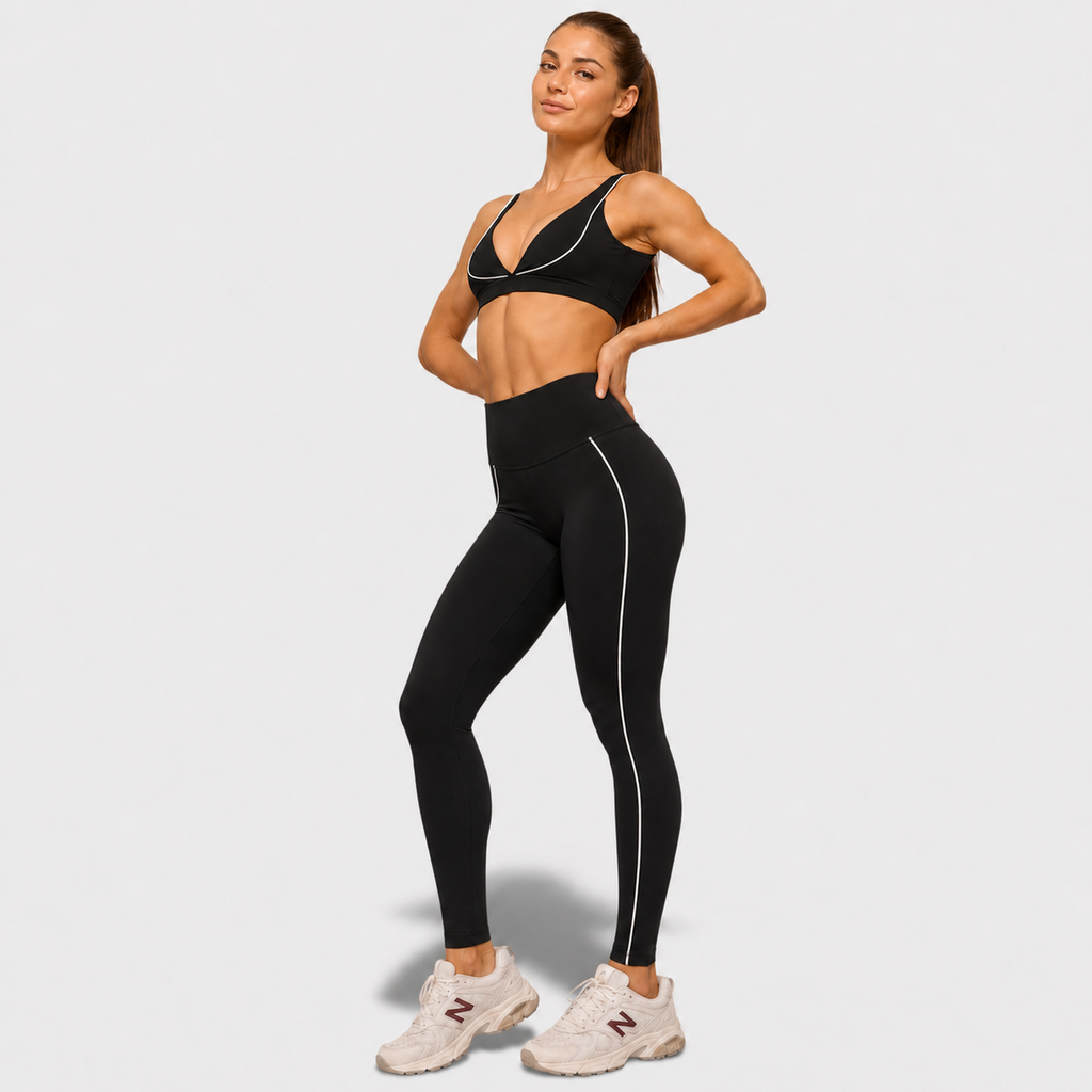 Contrast Line Sports Bra & Leggings Set