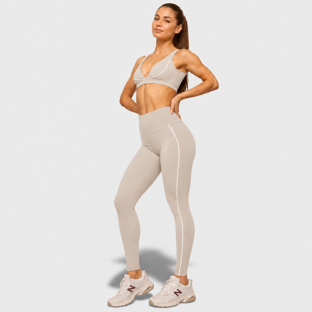 Contrast Line Sports Bra & Leggings Set