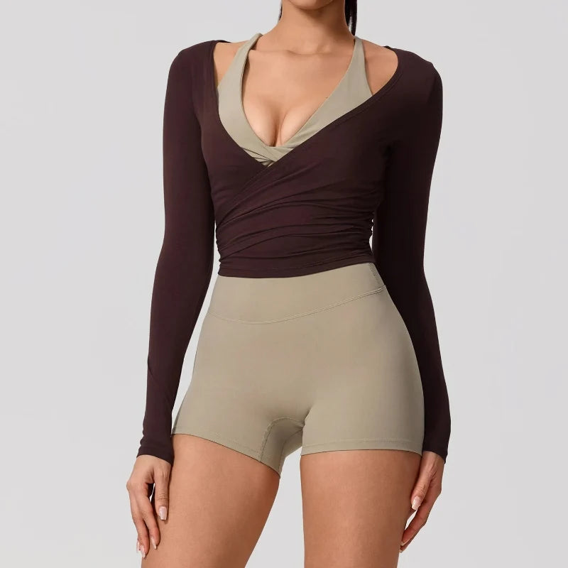 Tie-Waist Yoga Wrap Top