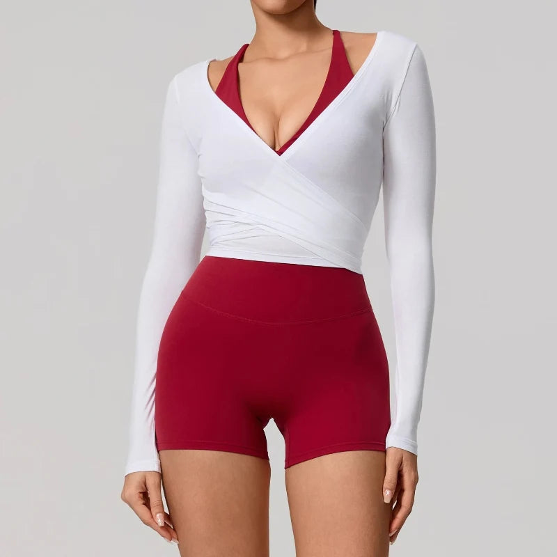 Tie-Waist Yoga Wrap Top