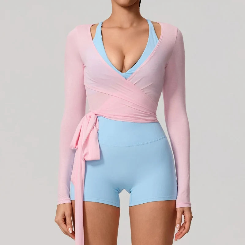 Tie-Waist Yoga Wrap Top